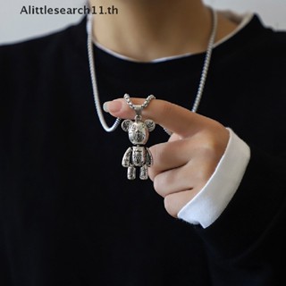 Alittlesearch11 สร้อยคอโซ่เหล็กไทเทเนียม จี้หมีโหด ขยับได้ สไตล์ฮิปฮอป พังก์ สําหรับผู้ชาย และผู้หญิง TH