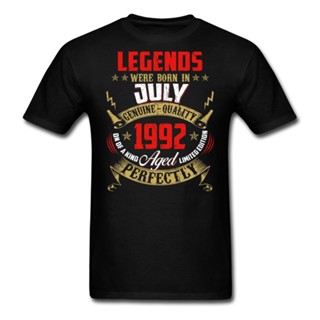 Design Mens TShirts Legends Were Born July 1992 Funny Birthday Gift Mens T-Shirt เสื้อยืดคอกลม