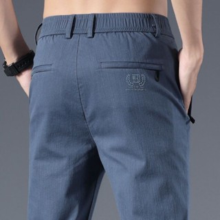 Spot high-quality casual pants mens middle-aged business casual pants 2023 summer thin Korean version of fashion full-length mens elastic trousers loose feet long trousers autumn wear