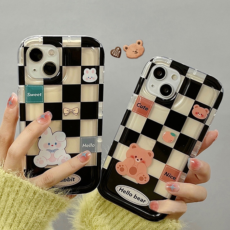 ถุงลมนิรภัยโปร่งใสสำหรับ Iphone 14 Pro Max 11 12 13 Pro Max 7 8 Plus XR X Xs Max SE Soft TPU หมีน่ารักกรณีโทรศัพท์