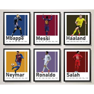 โปสเตอร์ผ้าใบ ลายฟุตบอล Messi Ronaldo Mbappe Neymar สําหรับตกแต่งผนังบ้าน