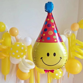 Smiley party balloon ลูกโป่งสไมลี่ใส่หมวกปาร์ตี้ ตกแต่งวันเกิด Happy Birthday(TOY636)