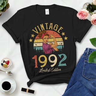 เสื้อยืดผ้าฝ้าย สีดํา พิมพ์ลาย Limited Edition 1992 30Th 30 Years Old Birthday Mother Mom Wife Gift สไตล์วินเทจ สําหรับแ