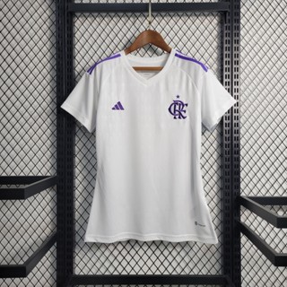 เสื้อกีฬาแขนสั้น ลายทีมชาติฟุตบอล Flamengo 2023-24 ชุดเหย้า สําหรับผู้หญิง