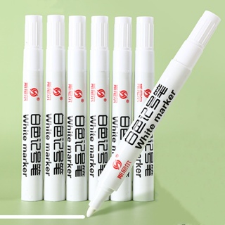 ปากกามาร์กเกอร์ พลาสติก กันน้ํา แห้งเร็ว คุณภาพสูง 3 มม. สีขาว สําหรับนักเรียน สํานักงาน DIY