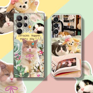 เคสโทรศัพท์มือถือแบบนิ่ม ใส ลายแมวน่ารัก สําหรับ Samsung A54 A14 A34 A04 A04E A53 A13 A04s A23 A52s A33 M23 M53 A73 A12 M12 A22 M22 A50 A32 A50s A30s A51 A52 A72 5G