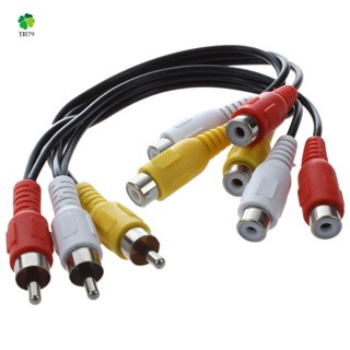 ใหม่ 3 RCA แจ็คตัวผู้ เป็น 6 RCA ตัวเมีย ปลั๊ก แยก เสียง วิดีโอ AV สายอะแดปเตอร์