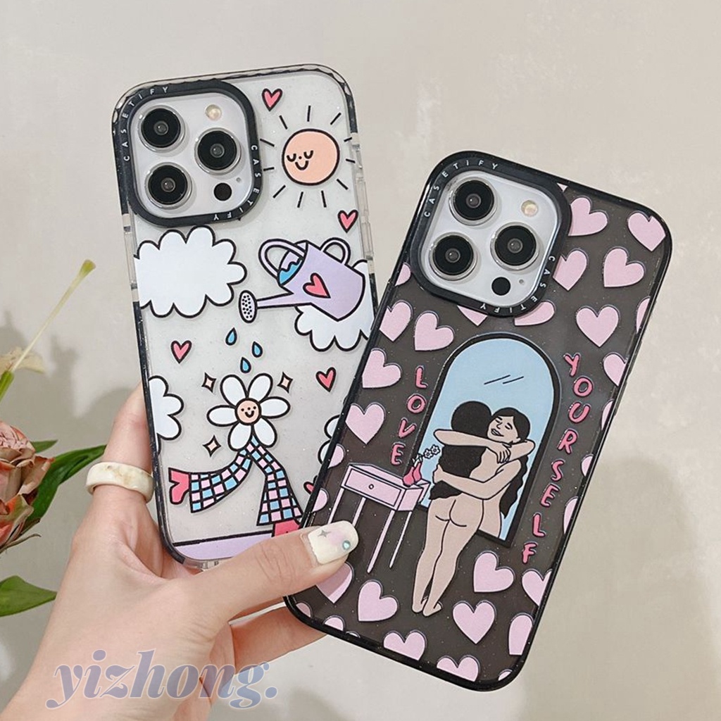 เคสโทรศัพท์มือถือแบบนิ่ม TPU ใส กันกระแทก กันรอย กันตก ลายดอกไม้ ดิสโก้ หัวใจ ตัวเอง สําหรับ iPhone 11 14 Pro Max 13 12Pro