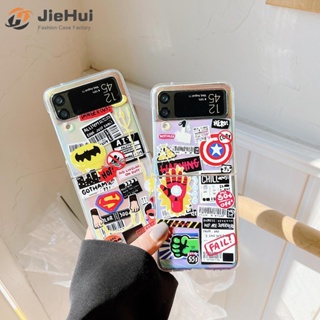 Jiehui เคสโทรศัพท์มือถือแฟชั่น ลาย Marvel + Paper Jam สําหรับ Samsung Z Flip5 Z Flip4 Z Flip3