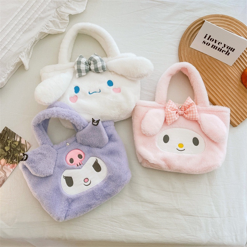Kawaii Sanrio กระเป๋าเป้สะพายหลัง ผ้ากํามะหยี่ขนนิ่ม ลายการ์ตูนคิตตี้ Melody Cinnamoroll ของขวัญวันเกิด สําหรับเด็กผู้หญิง