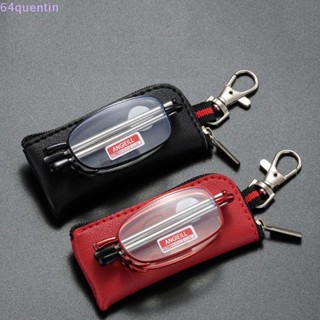 QUENTIN Portable Womens Reading Glasses For Men Key Chain Folding Reading Glasses Red Anti Blue Light +1.0~+4.0 Light Metal Anti-Radiation With Storage Bag/Multicolor