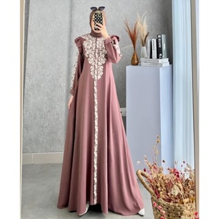 ชุดเดรสแม็กซี่ ปักลาย Gamis Muslim Lebaran Matt Moslem Apk สําหรับสตรีชาวมุสลิม