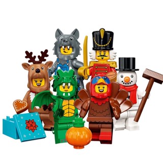 ฟิกเกอร์ตัวต่อ รูปการ์ตูน Snowman Elk Nutcracker Knight Wolf Green Dragon ขนาดเล็ก ของขวัญสําหรับเด็ก