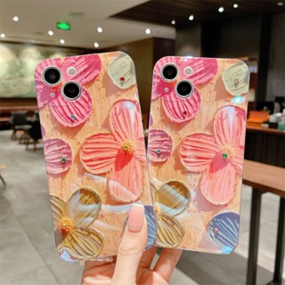 เคสโทรศัพท์มือถือแบบนิ่ม TPU กันกระแทก แต่งกลิตเตอร์ ฟอยล์สีทอง ลายดอกไม้ แวววาว สําหรับ IPhone 14 13 12 11 Pro Max X XS XR 8 7 Plus