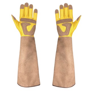 Soft Heavy Duty Women Men Long Sleeves Shock Absorption Cactus Mechanic Artificial Cowhide Rose Pruning Garden Gloves