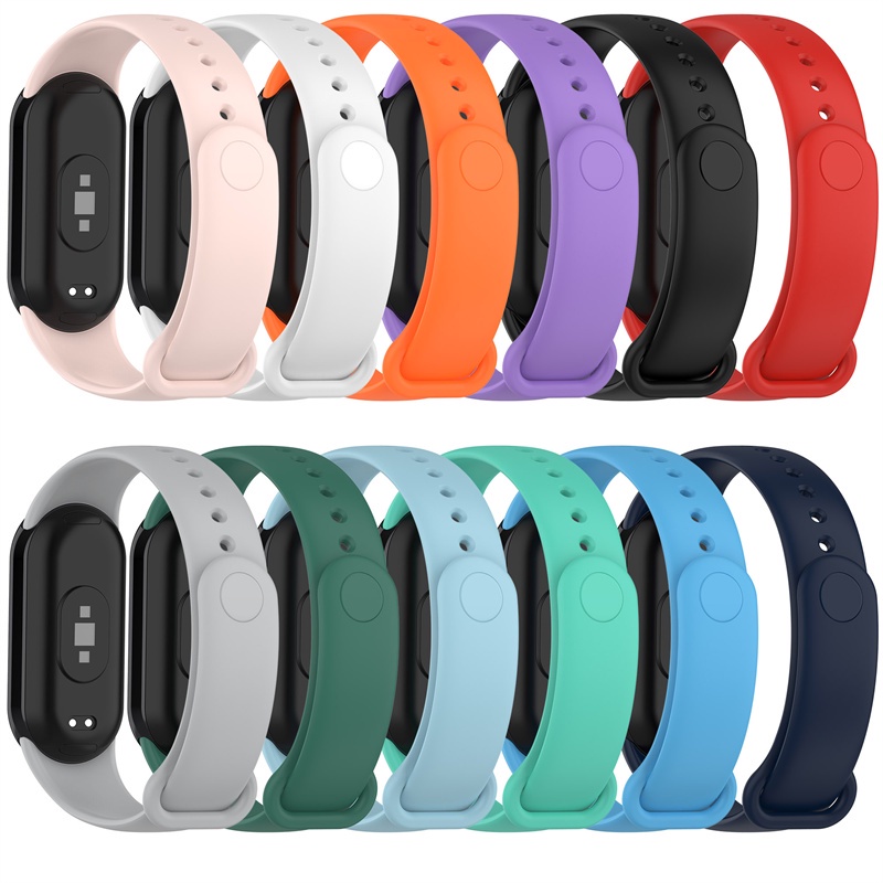 Xiaomi Smart Band 9 8 สายคล้องคอซิลิโคนสายรัดข้อมือสําหรับ Mi Band 8 9 กีฬาสําหรับสร้อยข้อมือสําหรับ xiaomi Mi Band8 Band9 อุปกรณ์เสริม TPU เข็มขัด
