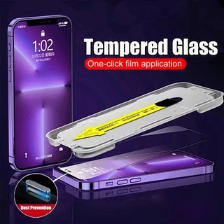คลิกเดียวติดตั้งตัวป้องกันหน้าจอสำหรับ iPhone 11 12 16 13 17 Pro Max Air XR 15 13 X XS 7 8 Plus Mini SE HD กระจกนิรภัย