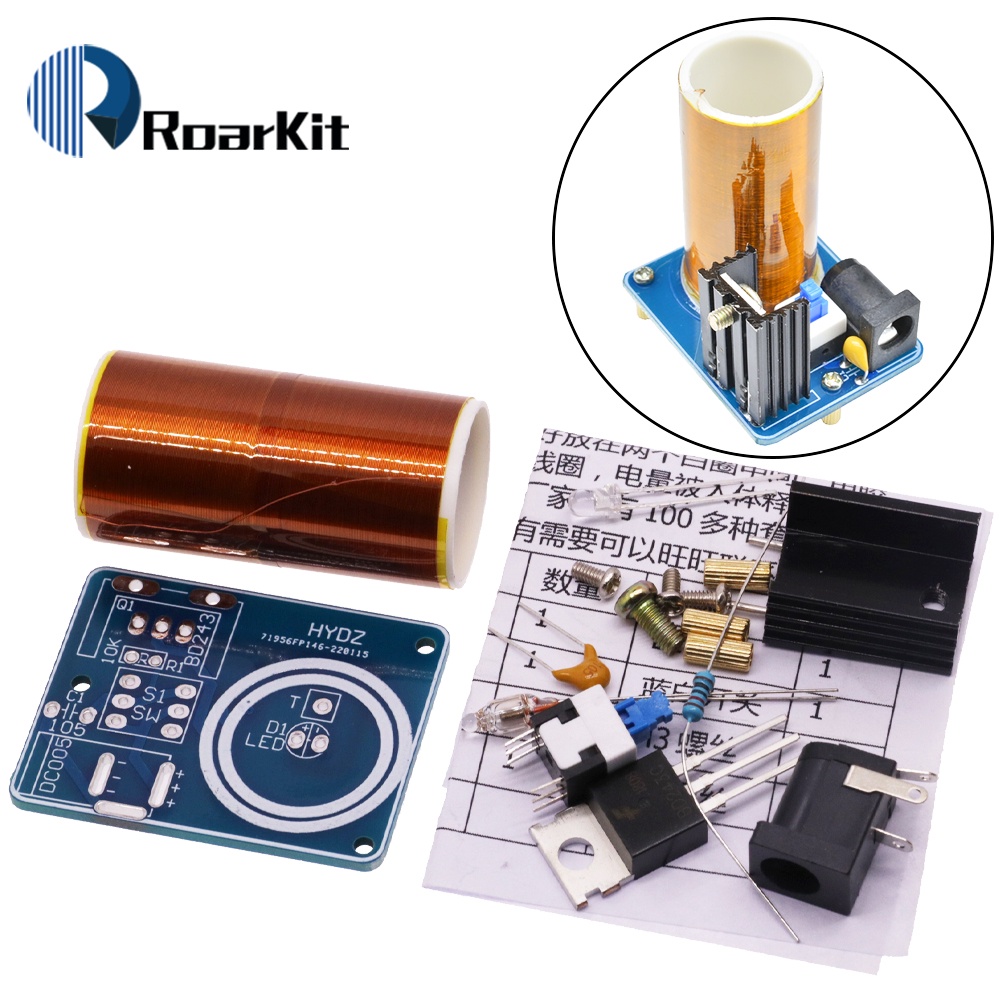 Bd243 Mini Tesla Coil Kit Magic Props Diy อะไหล่ DC 9 V-12 V ไฟที่ว่างเปล่าเทคโนโลยี Diy Electronics BD243C
