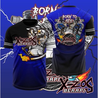 เสื้อยืด พิมพ์ลาย X-Zos Fiery Born To Ride Sublimation สําหรับขี่จักรยาน | ชุดนักขบวนและขี่จักรยาน