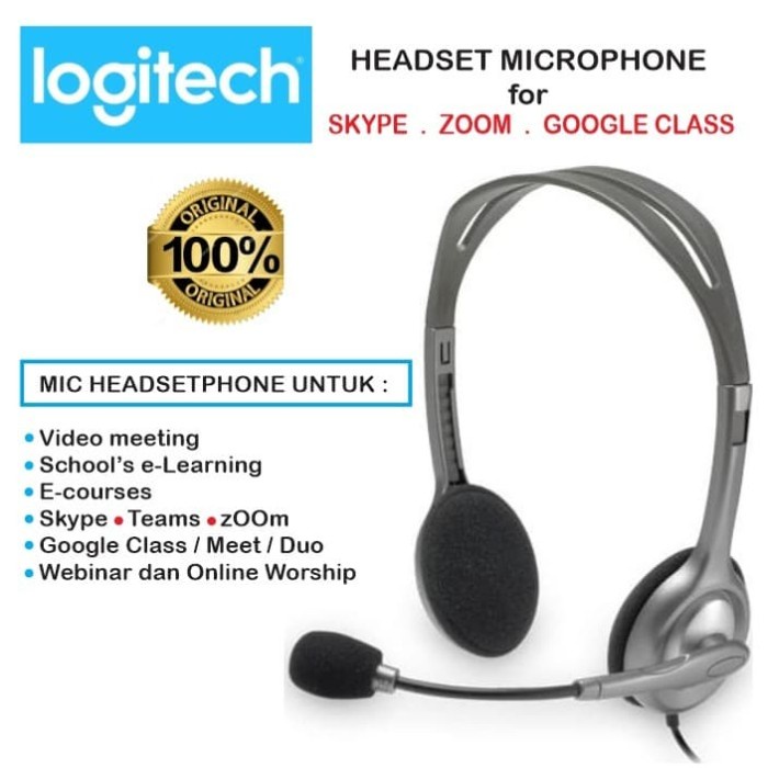 Mic Headphoneset Video Meeting zoom Online Teaching - ชุดหูฟัง Logitech