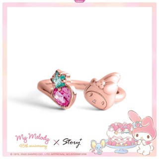 แหวนเงินสเตอร์ลิง ชุบไฟฟ้า ลาย Sanrio My Melody น่ารัก เหมาะกับของขวัญคริสต์มาส สําหรับแฟนสาว