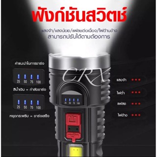 อุปกรณ์สำหรับหลอดไฟ ไฟฉายLEDยุทธวิธีแบบพกพาชาร์จมือถือได้,ไฟฉาย4โหมดสว่างมากสำหรับการตั้งแคมป์การเดินป่า