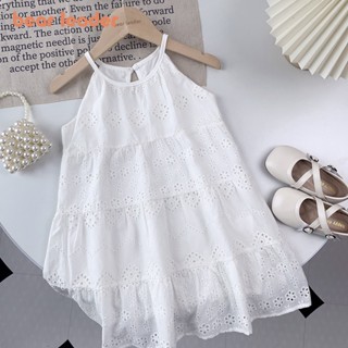 ชุดเดรส ความยาวปานกลาง ลายหมี สีขาว แฟชั่นฤดูร้อน สําหรับเด็…