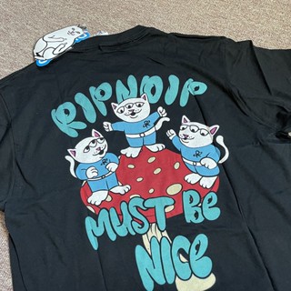 Ripndip เสื้อยืดแขนสั้น ลายแมวตาสามตา เห็ดดี สําหรับคู่รัก