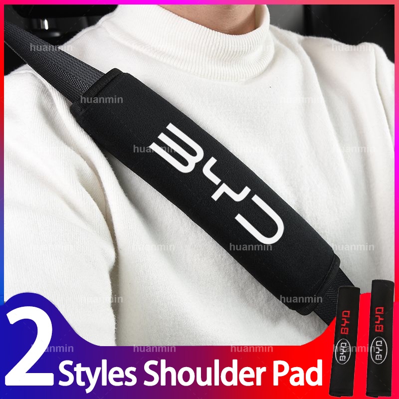 2 ชิ้น BYD Atto 3 E6 เข็มขัดนิรภัยไหล่ Pads ความปลอดภัย Seatbelt ฝาครอบผ้าฝ้ายสีดําไหล่อัตโนมัติสําห