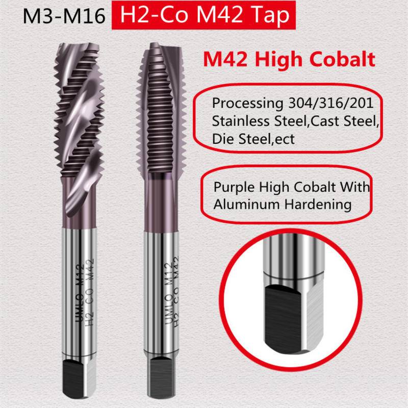 โคบอลต์สูง H2-Co M42 สีม่วง 1 ชิ้น พร้อมสกรูปลายเกลียว อลูมิเนียม M3 M4 M5 M6 M8 M10 M12 M14 M16 สําหรับสเตนเลสสตีล