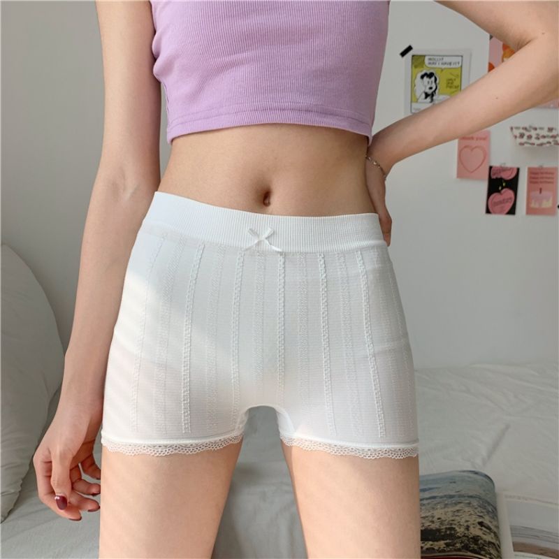 Elves✨พร้อมส่ง✨ กางเกงซับในผ้านิ่มๆ เอวยืดขาสั้น สีพาสเทล ดีเทลติดโบว์ตรงกลาง ~KK7215~ - รูปที่ 5