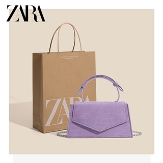 Zara กระเป๋าสะพายไหล่ ลายหนังจระเข้ ขนาดเล็ก สีม่วง แฟชั่นฤดูร้อน สําหรับสตรี