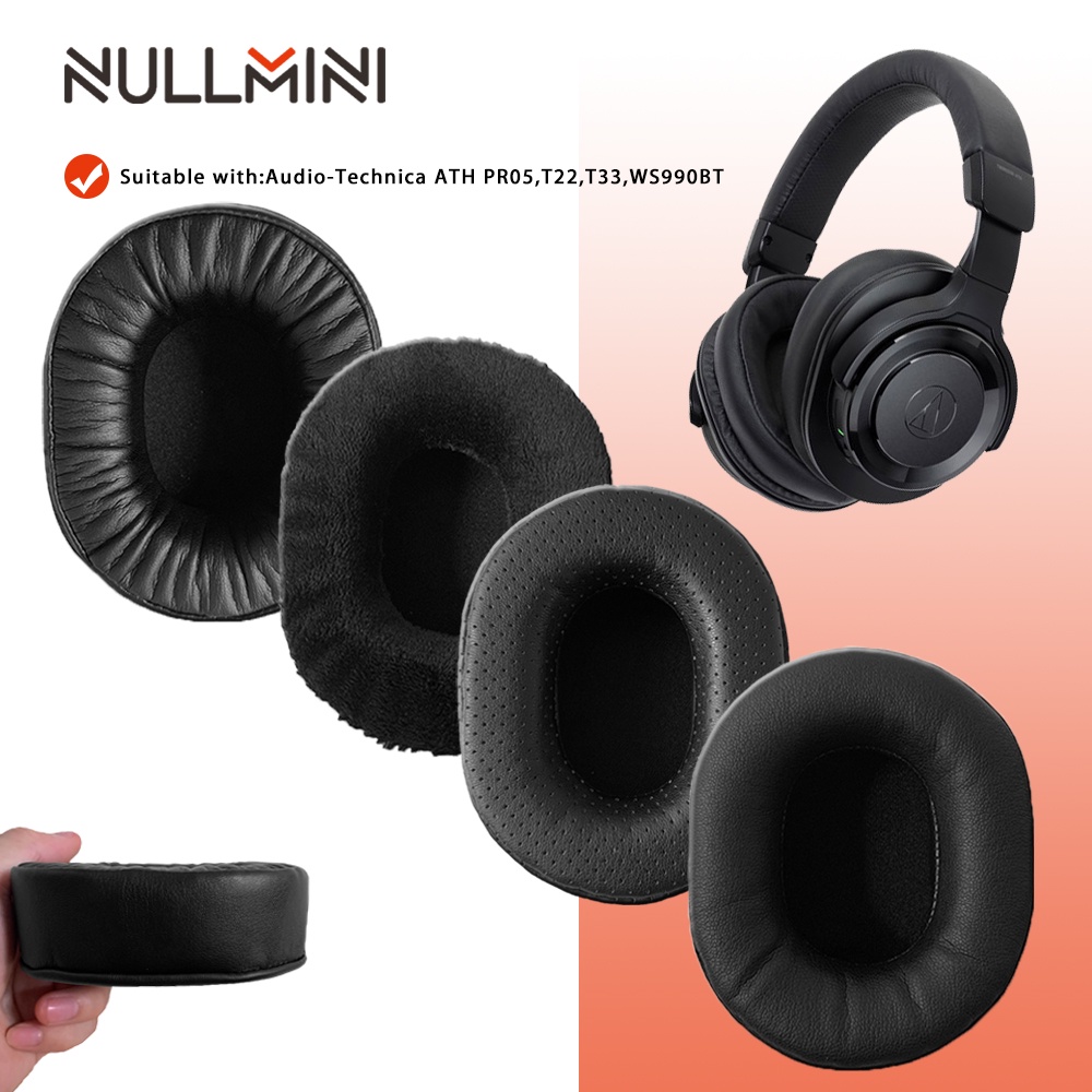 NullMini เปลี่ยนแผ่นรองหูฟังสําหรับ Audio-Technica ATH PR05 T22 T33 หูฟังหนังหูฟัง Earmuff