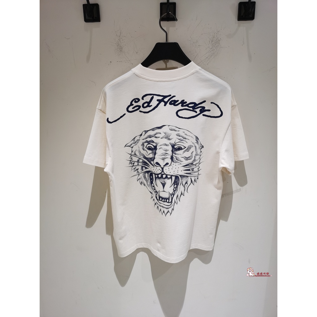 Ed hardy ฤดูใบไม้ผลิฤดูร้อนผู้ชายพิมพ์ผ้าฝ้ายแท้อินเทรนด์เสื้อยืดแขนสั้น E1OTM501