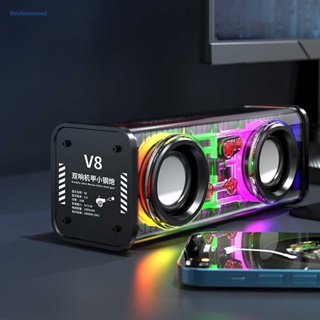 [ElectronicMall01.th] ลําโพงสเตอริโอไร้สาย V8 K07 บลูทูธ 5.0 TWS RGB 2 1 ชิ้น