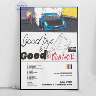 Mt Goodbye Good Riddance Juice Wrld Rap Music โปสเตอร์ภาพวาดผ้าใบ สําหรับตกแต่งผนังบ้าน ห้องนั่งเล่น