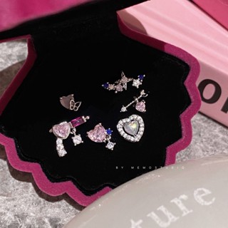 Fashionable New Style Personalized Gun Girl Sweet Cool Earrings Sweet Cute Pink Diamond Design Niche Zircon Sweet Earrings Female