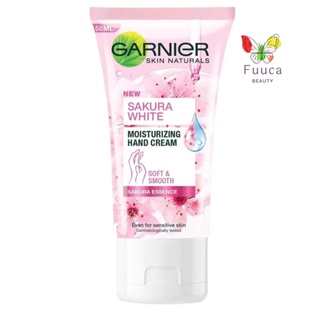 Garnier การ์นิเย่ ซากุระ ไวท์ มอยซ์เจอไรซิ่ง แฮนด์ ครีม 50 มล. ช่วยให้มือเนียนนุ่ม ชุ่มชื่นทันทีหลังใช้