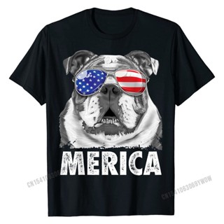 เสื้อยืด ผ้าฝ้าย พิมพ์ลายธงชาติอังกฤษ Bulldog 4Th Of July ขนาดใหญ่ แฟชั่นสําหรับผู้ชาย