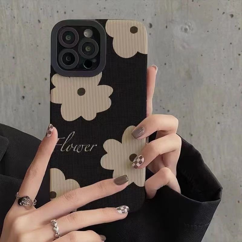 ใหม่ เคสโทรศัพท์มือถือแบบนิ่ม ลายดอกไม้ สีดํา สําหรับ IPhone 7 Plus 8 Plus X XS XR XS Max 11 13 12 14 PRO Max 14 Plus SE