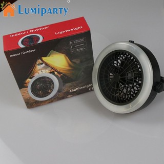 Lumiparty โคมไฟพัดลมระบายความร้อน LED ขนาดเล็ก แบบพกพา พร้อมตะขอแขวน สําหรับตั้งแคมป์กลางแจ้ง