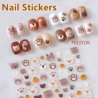 Preston สติ๊กเกอร์ลายการ์ตูนหมีแพนด้าสําหรับติดตกแต่งเล็บ