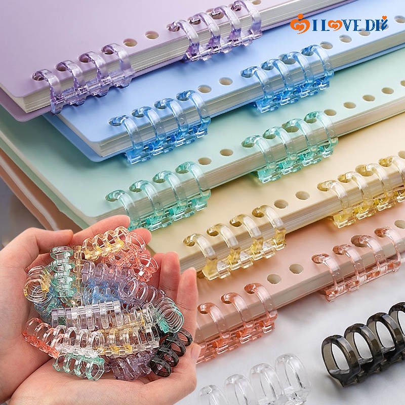 คลิปพลาสติกใส สีแคนดี้ / แหวนหนังสือ สันห่วง 4 รู แบบหลวม / หัวเข็มขัดอัลบั้มรูปไดอารี่ ถอดออกได้