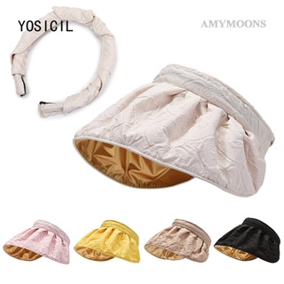 Amymoons หมวกปีกกว้าง พับได้ ชายหาด สําหรับผู้หญิง ที่บังแดดเปล่า หมวกที่คาดผม ที่คาดผม เครื่องประดับผม