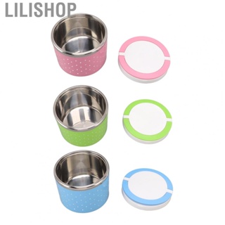 Lilishop Round Insulated Lunch Box  Lightweight Easy Cleaning Thermal Bento Box Stainless Steel Lining Leakage Proof  for Travel for School