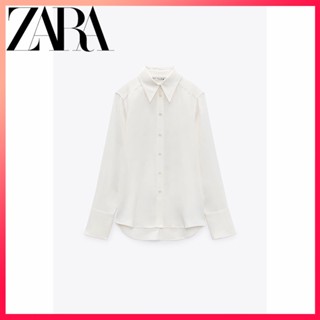 Zara ใหม่ เสื้อเชิ้ตแขนยาว ผ้าเรยอน สําหรับผู้หญิง