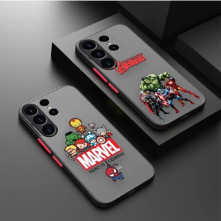 เคสโทรศัพท์มือถือแบบนิ่ม TPU ผิวด้าน กันกระแทก ลายฮีโร่มาร์เวล สําหรับ Samsung S8 S9 S10 S10E S10 Lite S20 S20FE S21 S22 S23 S32 Plus Ultra 5G A32 A53 J6 M51 5G