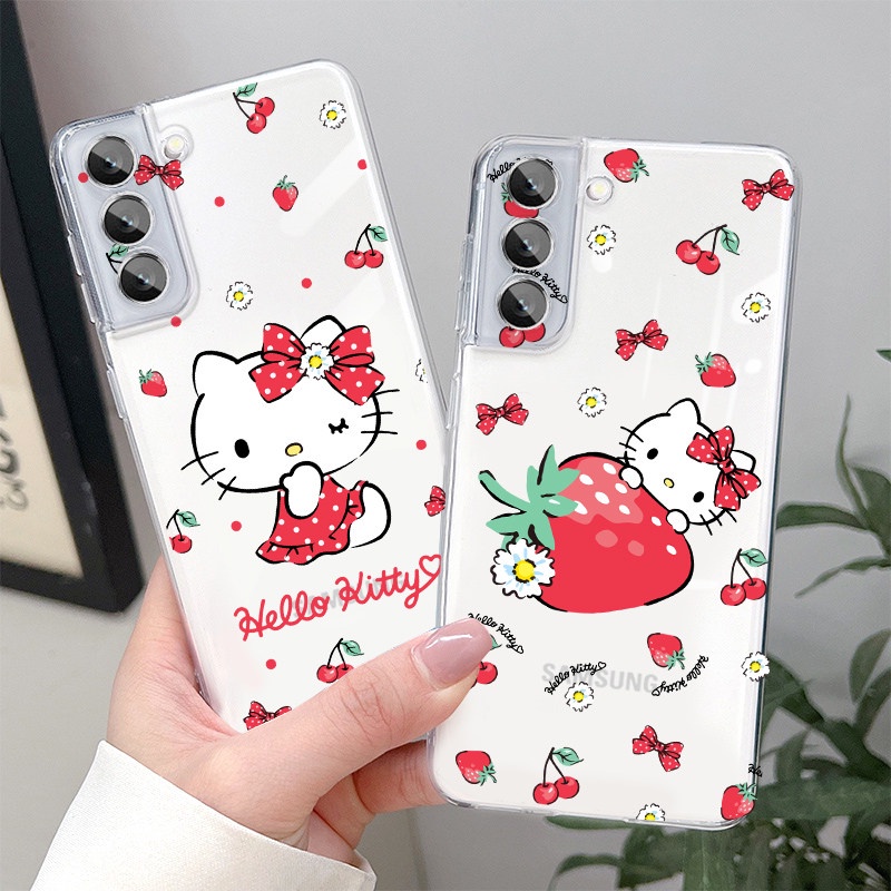 เคสโทรศัพท์มือถือแบบนิ่ม ใส ลายการ์ตูนคิตตี้น่ารัก สําหรับ Samsung S23 FE A54 S10 S9 S20 S21 S22 Plus S21 FE S23 Ultra Note 9 10 Plus 20 Ultra 5G