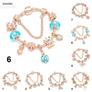 【DREAMLIFE】S925 Rose Gold Color Bracelets &amp; Bangles Fit Women Charms DIY Jewelry Gift