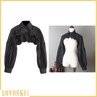 [Lovoski1] เสื้อเชิ้ตคอปกปลอม ผ้าฝ้าย ถอดออกได้ สีขาว สําหรับผู้หญิง